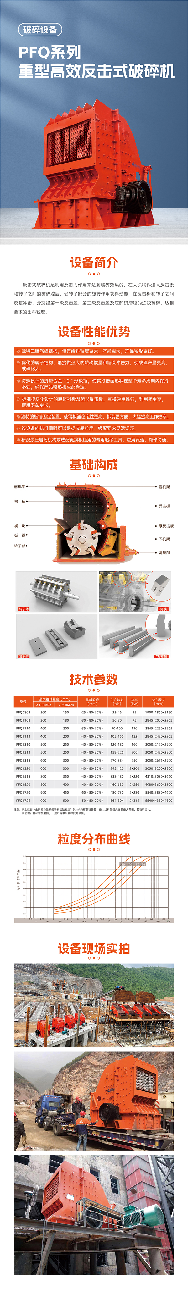 华宝矿机PFQ反击破碎机设备技术参数